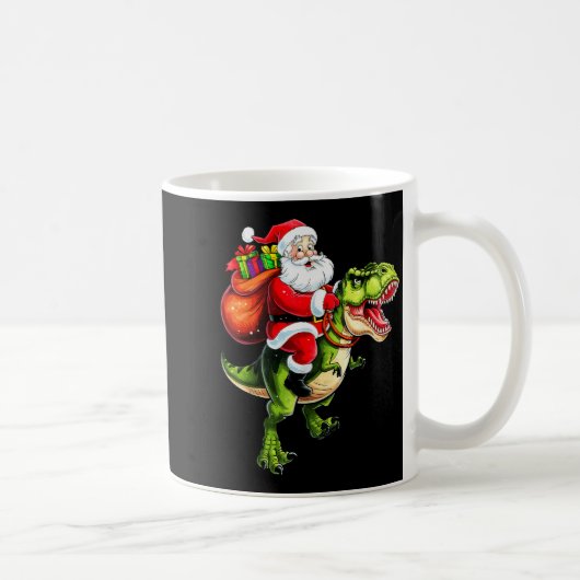 Santa Riding T Rex Christmas Funny Xmas Kids Boys Kaffeetasse (Rechts)