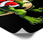 Santa Riding T Rex Christmas Funny Xmas Kids Boys Poster (Ecke)