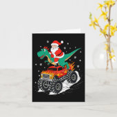 Santa Riding T Rex Dinosaur Monster Truck Boy Chri Karte (Gelbe Blume)
