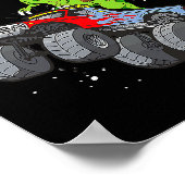 Santa Riding T Rex Dinosaur Monster Truck Boy Chri Poster (Ecke)