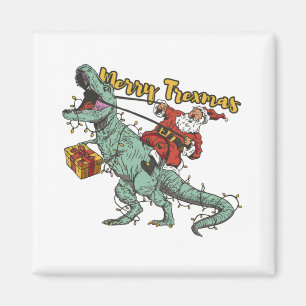 Santa Riding T Rex - Frohe Trexmas Magnet