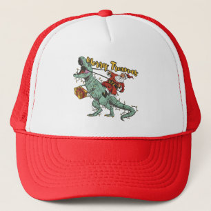 Santa Riding T Rex - Frohe Trexmas Truckerkappe