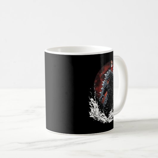 Santa Riding The Japanese Monster Kaiju For Christ Kaffeetasse (VorderseiteRechts)