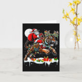 Santa Riding Tiger Reindeer Xmas Wilder Tierfreund Karte (Gelbe Blume)