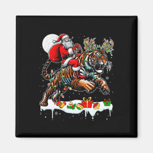 Santa Riding Tiger Reindeer Xmas Wilder Tierfreund Magnet
