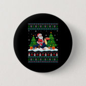 Santa Riding Toucans Tree Lights Ugly Christmas Sw Button (Vorderseite)