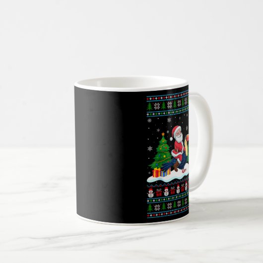 Santa Riding Toucans Tree Lights Ugly Christmas Sw Kaffeetasse (VorderseiteRechts)