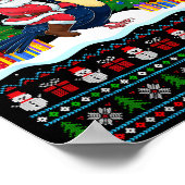 Santa Riding Toucans Tree Lights Ugly Christmas Sw Poster (Ecke)