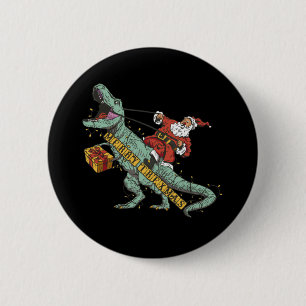 Santa Riding Trex - Frohe Trexmas Button