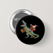 Santa Riding Trex - Frohe Trexmas Button (Vorne & Hinten)