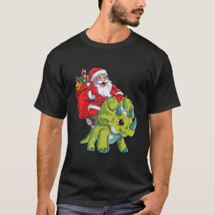 Santa Riding Triceratops Dinosaurier Weihnachtsjun T-Shirt
