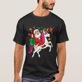 Santa Riding Unicorn Lover Funny Xmas Geschenk für T-Shirt