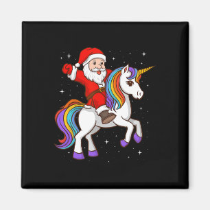 Santa Riding Unicorn Mystical Animal Xmas Magie Magnet