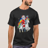 Santa Riding Unicorn Rainbow Weihnachten T-Shirt (Vorderseite)