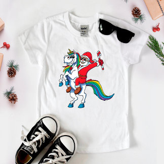 Santa Riding Unicorn Tshirt - Weihnachtsmann Einho
