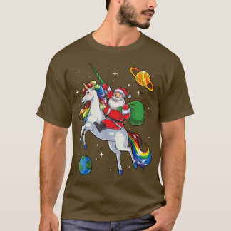 Santa Riding Unicorn Weihnachtsgeschenke Rainbow S T-Shirt