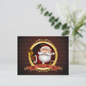 Santa Ringing Gold Bell Postkarte (Stehend Vorderseite)