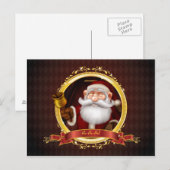Santa Ringing Gold Bell Postkarte (Vorne/Hinten)