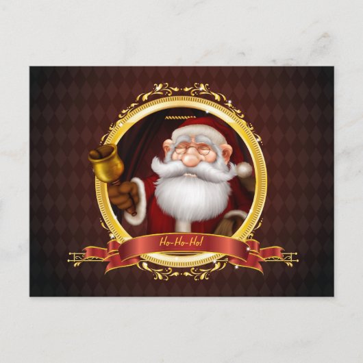 Santa Ringing Gold Bell Postkarte (Vorderseite)