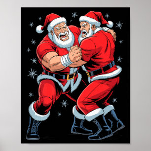 Santa Ringkampf Liebhaber Lustiger Wrestler Weihna Poster