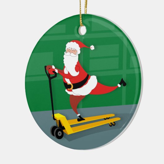 Santa Rite a Pallet Jack Keramik Ornament (Links)