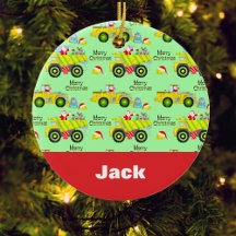 Santa Rite auf Dump Truck und Bulldozer Green