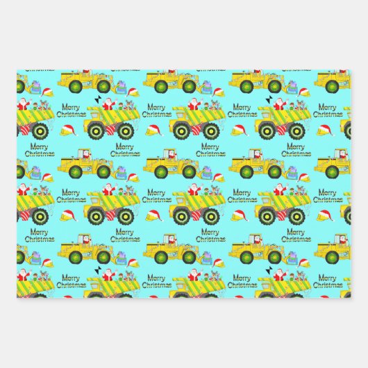 Santa Rite auf Truck und Bulldozer Geschenkpapier Set (Vorderseite 2)
