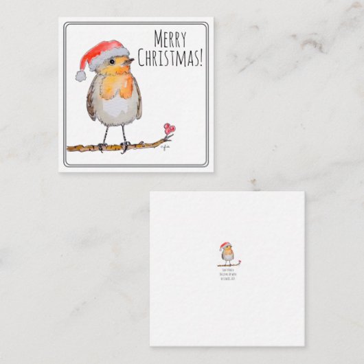 Santa Robin Mitteilungskarte (Vorne/Hinten)