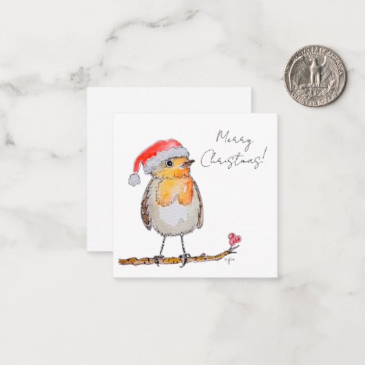 Santa Robin Mitteilungskarte (Vorderseite/Rückseite Beispiel)