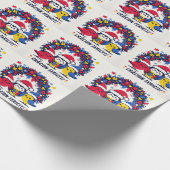 Santa Robins, der den rumänischen Flaggenschrei hä Geschenkpapier (Ecke)