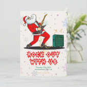 Santa Rock Out Party Christmas Invitation Einladung (Stehend Vorderseite)