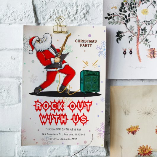 Santa Rock Out Party Christmas Invitation Einladung