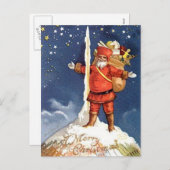 Santa Rocket Feiertagspostkarte (Vorne/Hinten)