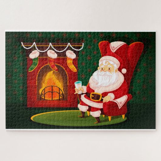 Santa Rocking am Kamin Puzzle (Horizontal)