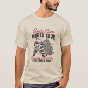 Santa Rocking Vintage Rocking Around Weihnachten T-Shirt