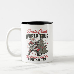 Santa Rocking Vintage Rocking Around Weihnachten Zweifarbige Tasse