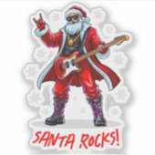 Santa Rocks! Funny Santa Claus spielt Gitarre Aufkleber (Vorderseite)