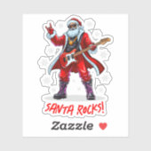 Santa Rocks! Funny Santa Claus spielt Gitarre Aufkleber (Blatt)