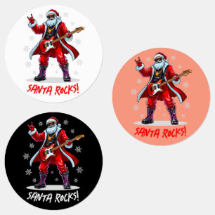 Santa Rocks! Funny Santa Claus spielt Gitarre Etiketten