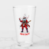 Santa Rocks! Funny Santa Claus spielt Gitarre Glas (Vorderseite)