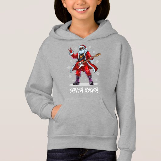 Santa Rocks! Funny Santa Claus spielt Gitarre Hoodie (Vorderseite)