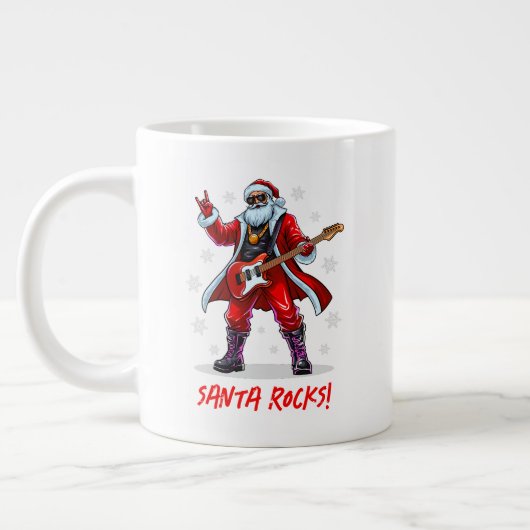 Santa Rocks! Funny Santa Claus spielt Gitarre Jumbo-Tasse (Links)