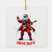 Santa Rocks! Funny Santa Claus spielt Gitarre Keramikornament (Rückseite)