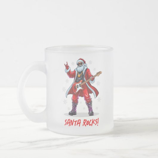 Santa Rocks! Funny Santa Claus spielt Gitarre Mattglastasse (Links)