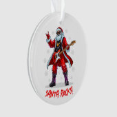 Santa Rocks! Funny Santa Claus spielt Gitarre Ornament (Vorderseite)