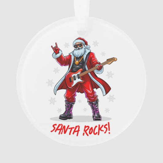 Santa Rocks! Funny Santa Claus spielt Gitarre Ornament (Rückseite)
