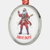Santa Rocks! Funny Santa Claus spielt Gitarre Ornament Aus Metall (Links)