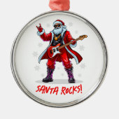 Santa Rocks! Funny Santa Claus spielt Gitarre Ornament Aus Metall (Vorne)