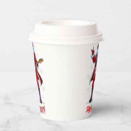 Santa Rocks! Funny Santa Claus spielt Gitarre Pappbecher (Rechts)