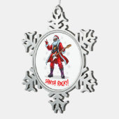 Santa Rocks! Funny Santa Claus spielt Gitarre Schneeflocken Zinn-Ornament (Rechts)